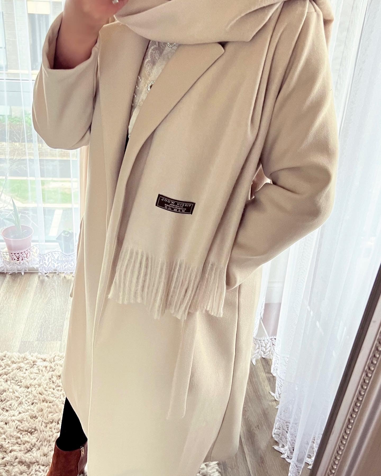 Wool coat in BEIGE ♡