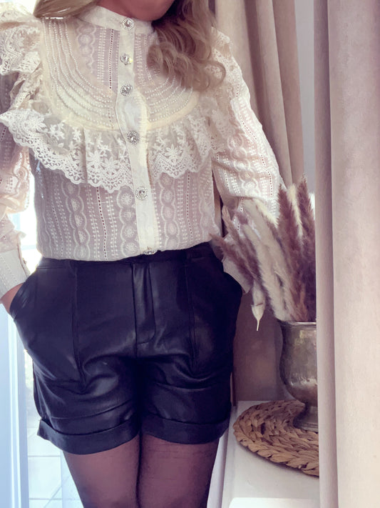 Faux leather shorts BLACK ♡