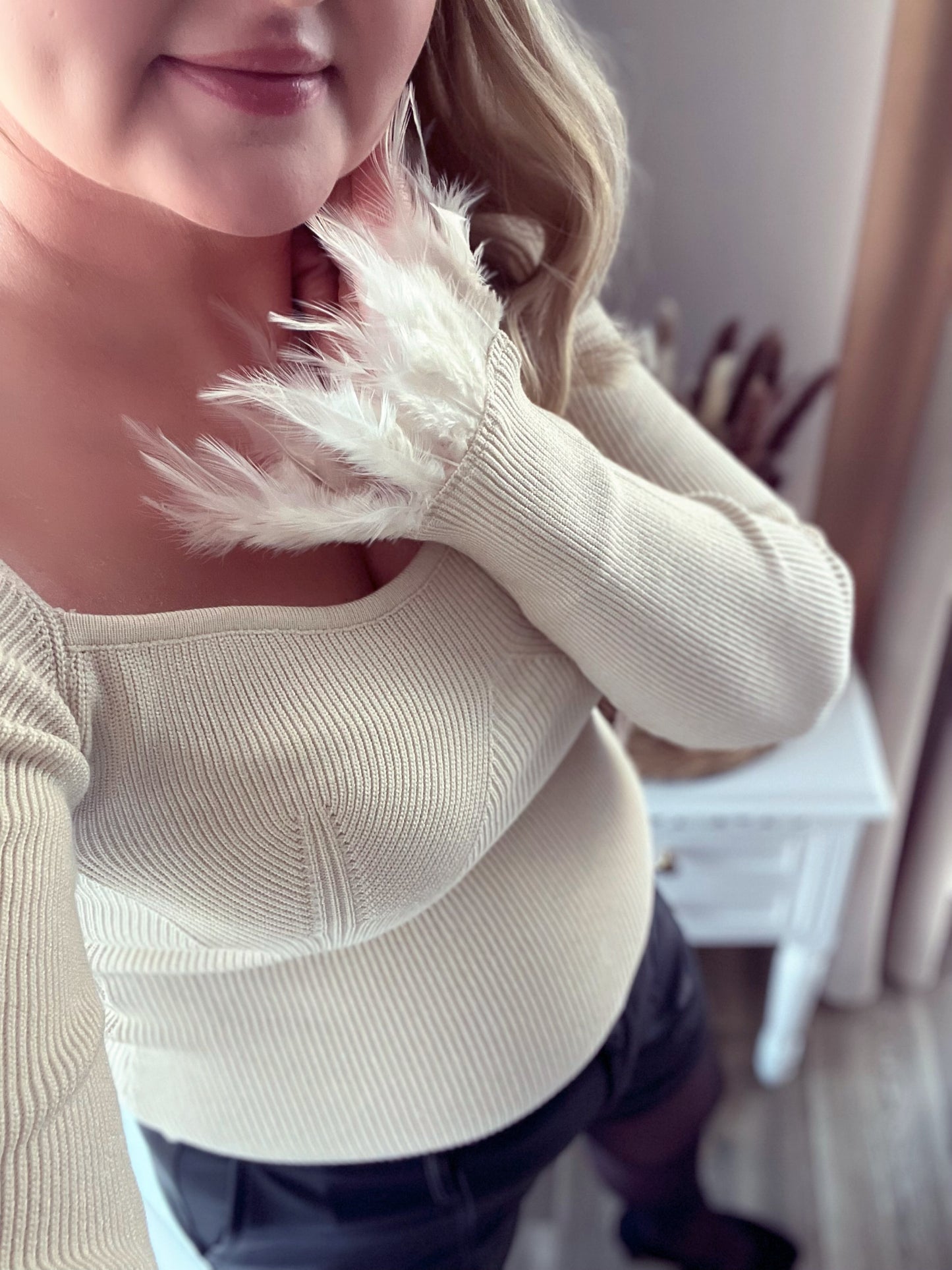 Sweater with feather  ♡