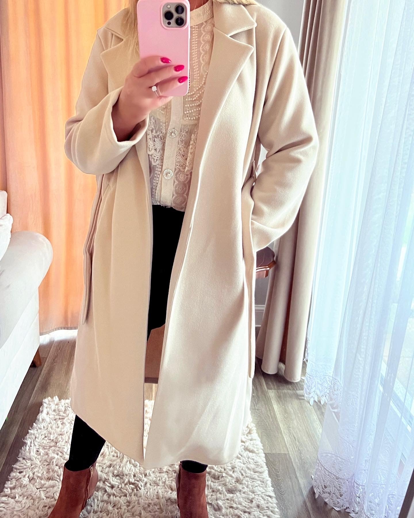 Wool coat in BEIGE ♡